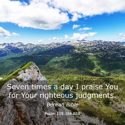 Picture 03 - Psalm 119:164 BSB - Seven times a day I praise You for Your righteous - Bible Verse Picture