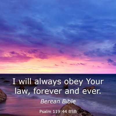 Picture 03 - Psalm 119:44 BSB - I will always obey Your law, forever and - Bible Verse Picture