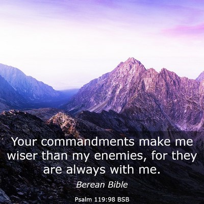 Picture 03 - Psalm 119:98 BSB - Your commandments make me wiser than my enemies, - Bible Verse Picture