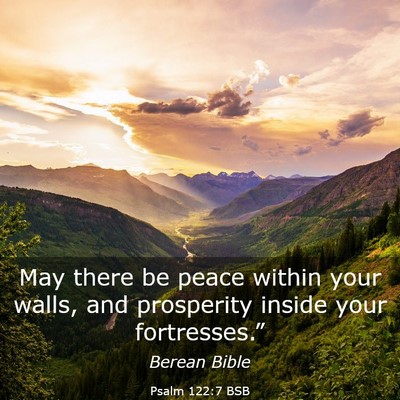 Picture 03 - Psalm 122:7 BSB - May there be peace within your walls, and - Bible Verse Picture