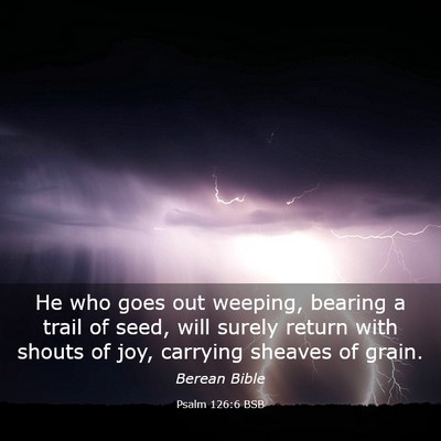 Picture 03 - Psalm 126:6 BSB - He who goes out weeping, bearing a trail of seed, - Bible Verse Picture