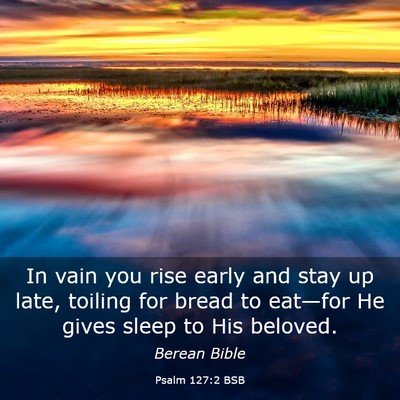 Picture 03 - Psalm 127:2 BSB - In vain you rise early and stay up late, toiling - Bible Verse Picture