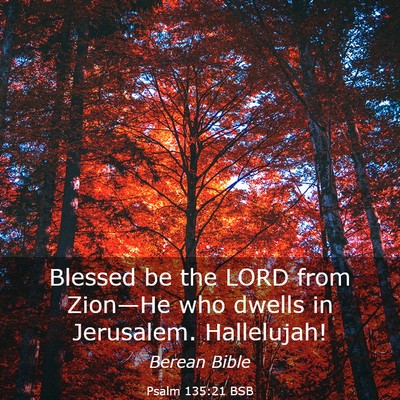 Picture 03 - Psalm 135:21 BSB - Blessed be the LORD from Zion—He who dwells in - Bible Verse Picture