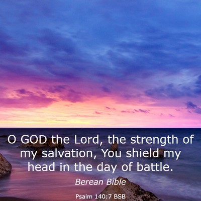 Picture 03 - Psalm 140:7 BSB - O GOD the Lord, the strength of my salvation, You - Bible Verse Picture