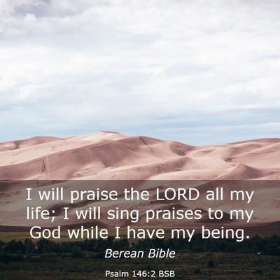 Picture 03 - Psalm 146:2 BSB - I will praise the LORD all my life; I will sing - Bible Verse Picture