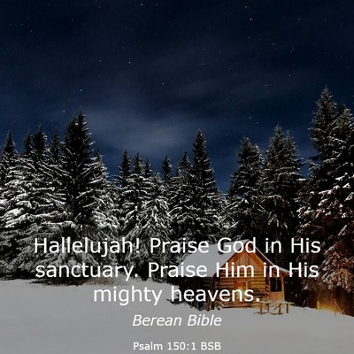 Picture 03 - Psalm 150:1 BSB - Hallelujah! Praise God in His sanctuary. Praise - Bible Verse Picture