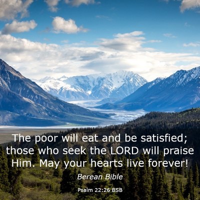 Picture 03 - Psalm 22:26 BSB - The poor will eat and be satisfied; those who - Bible Verse Picture