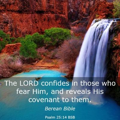 Picture 03 - Psalm 25:14 BSB - The LORD confides in those who fear Him, and - Bible Verse Picture