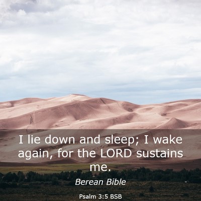 Picture 03 - Psalm 3:5 BSB - I lie down and sleep; I wake again, for the LORD - Bible Verse Picture