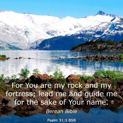 Picture 03 - Psalm 31:3 BSB - For You are my rock and my fortress; lead me and - Bible Verse Picture
