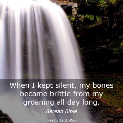 Picture 03 - Psalm 32:3 BSB - When I kept silent, my bones became brittle from - Bible Verse Picture