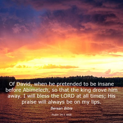 Picture 03 - Psalm 34:1 BSB - Of David, when he pretended to be insane before - Bible Verse Picture