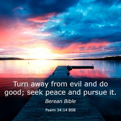 Picture 03 - Psalm 34:14 BSB - Turn away from evil and do good; seek peace and - Bible Verse Picture