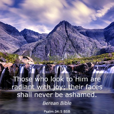 Picture 03 - Psalm 34:5 BSB - Those who look to Him are radiant with joy; their - Bible Verse Picture