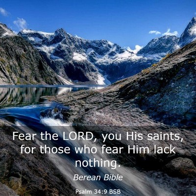 Picture 03 - Psalm 34:9 BSB - Fear the LORD, you His saints, for those who fear - Bible Verse Picture