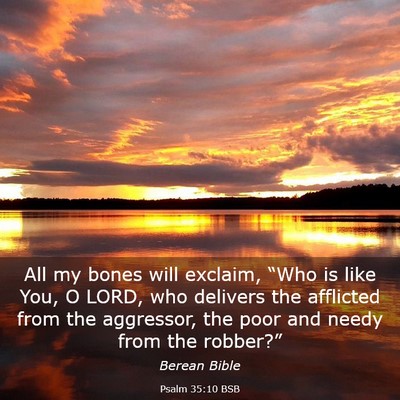 Picture 03 - Psalm 35:10 BSB - All my bones will exclaim, “Who is like You, O - Bible Verse Picture
