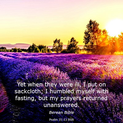 Picture 03 - Psalm 35:13 BSB - Yet when they were ill, I put on sackcloth; I - Bible Verse Picture