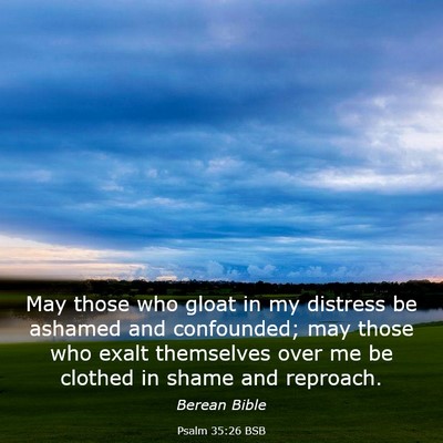 Picture 03 - Psalm 35:26 BSB - May those who gloat in my distress be ashamed and - Bible Verse Picture