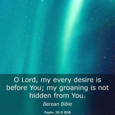 Picture 03 - Psalm 38:9 BSB - O Lord, my every desire is before You; my - Bible Verse Picture