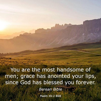 Picture 03 - Psalm 45:2 BSB - You are the most handsome of men; grace has - Bible Verse Picture