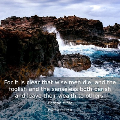 Picture 03 - Psalm 49:10 BSB - For it is clear that wise men die, and the - Bible Verse Picture
