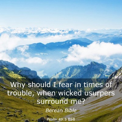 Picture 03 - Psalm 49:5 BSB - Why should I fear in times of trouble, when - Bible Verse Picture