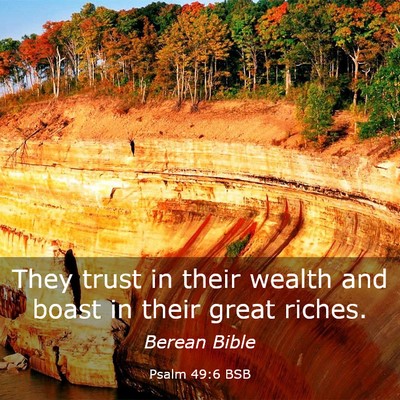 Picture 03 - Psalm 49:6 BSB - They trust in their wealth and boast in their - Bible Verse Picture