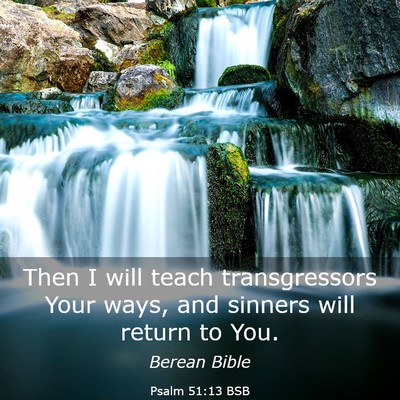 Picture 03 - Psalm 51:13 BSB - Then I will teach transgressors Your ways, and - Bible Verse Picture