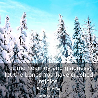 Picture 03 - Psalm 51:8 BSB - Let me hear joy and gladness; let the bones You - Bible Verse Picture