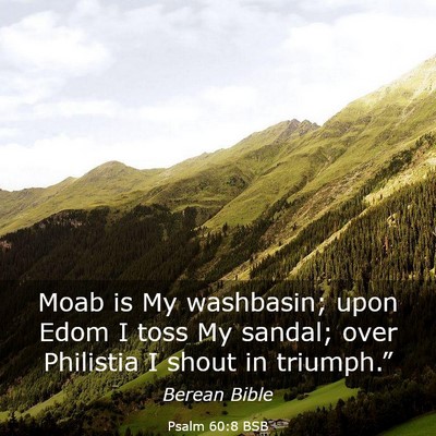 Picture 03 - Psalm 60:8 BSB - Moab is My washbasin; upon Edom I toss My sandal; - Bible Verse Picture