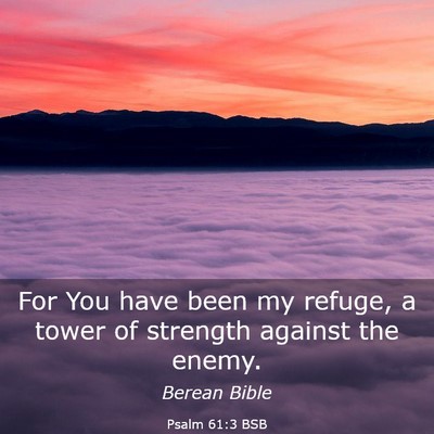 Picture 03 - Psalm 61:3 BSB - For You have been my refuge, a tower of strength - Bible Verse Picture