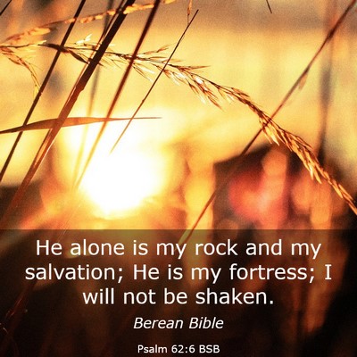 Picture 03 - Psalm 62:6 BSB - He alone is my rock and my salvation; He is my - Bible Verse Picture