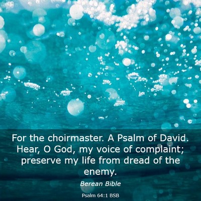 Picture 03 - Psalm 64:1 BSB - For the choirmaster. A Psalm of David. Hear, O - Bible Verse Picture