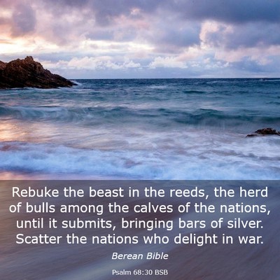 Picture 03 - Psalm 68:30 BSB - Rebuke the beast in the reeds, the herd of bulls - Bible Verse Picture