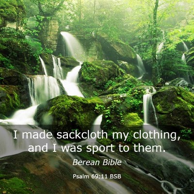 Picture 03 - Psalm 69:11 BSB - I made sackcloth my clothing, and I was sport to - Bible Verse Picture
