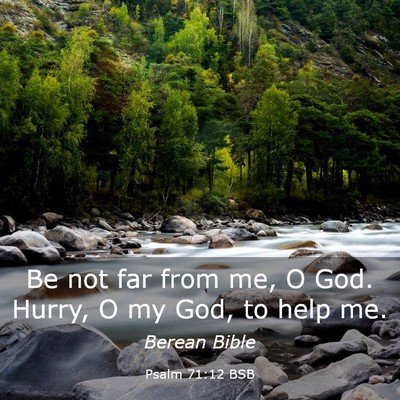 Picture 03 - Psalm 71:12 BSB - Be not far from me, O God. Hurry, O my God, to - Bible Verse Picture