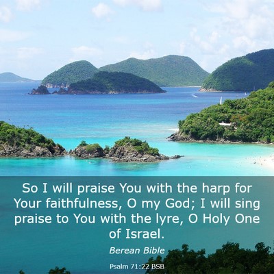 Picture 03 - Psalm 71:22 BSB - So I will praise You with the harp for Your - Bible Verse Picture