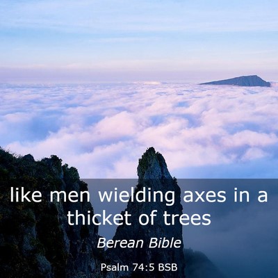 Picture 03 - Psalm 74:5 BSB - like men wielding axes in a thicket of - Bible Verse Picture