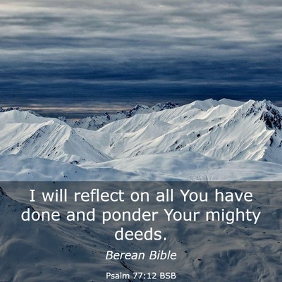 Picture 03 - Psalm 77:12 BSB - I will reflect on all You have done and ponder - Bible Verse Picture
