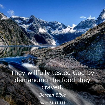 Picture 03 - Psalm 78:18 BSB - They willfully tested God by demanding the food - Bible Verse Picture