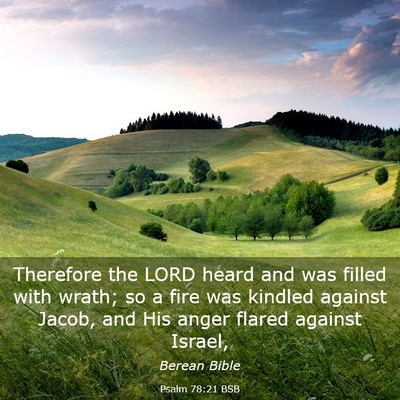 Picture 03 - Psalm 78:21 BSB - Therefore the LORD heard and was filled with - Bible Verse Picture