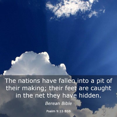 Picture 03 - Psalm 9:15 BSB - The nations have fallen into a pit of their - Bible Verse Picture