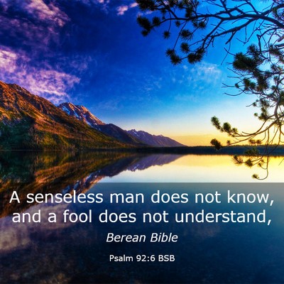 Picture 03 - Psalm 92:6 BSB - A senseless man does not know, and a fool does - Bible Verse Picture