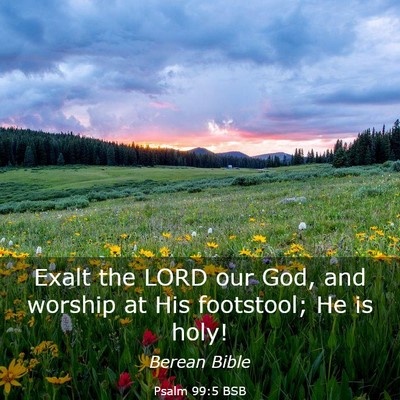 Picture 03 - Psalm 99:5 BSB - Exalt the LORD our God, and worship at His - Bible Verse Picture