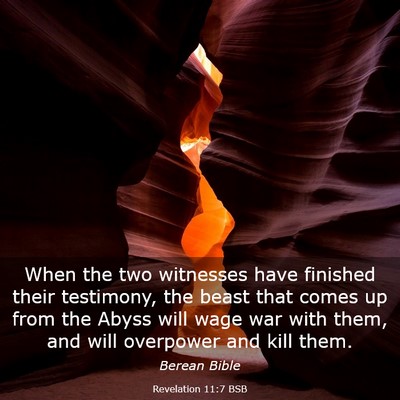 Picture 03 - Revelation 11:7 BSB - When the two witnesses have finished their - Bible Verse Picture