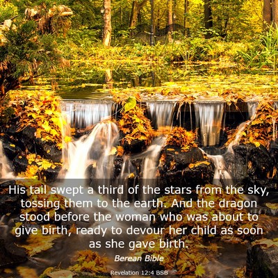 Picture 03 - Revelation 12:4 BSB - His tail swept a third of the stars from the sky, - Bible Verse Picture