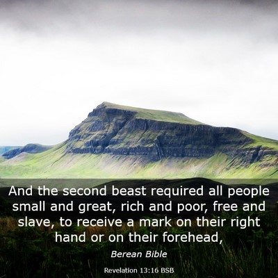 Picture 03 - Revelation 13:16 BSB - And the second beast required all people small - Bible Verse Picture