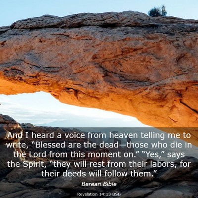 Picture 03 - Revelation 14:13 BSB - And I heard a voice from heaven telling me to - Bible Verse Picture