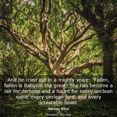 Picture 03 - Revelation 18:2 BSB - And he cried out in a mighty voice: “Fallen, - Bible Verse Picture