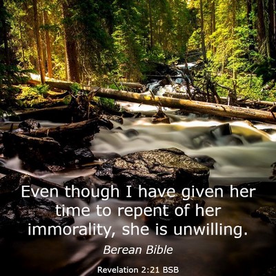 Picture 03 - Revelation 2:21 BSB - Even though I have given her time to repent of - Bible Verse Picture